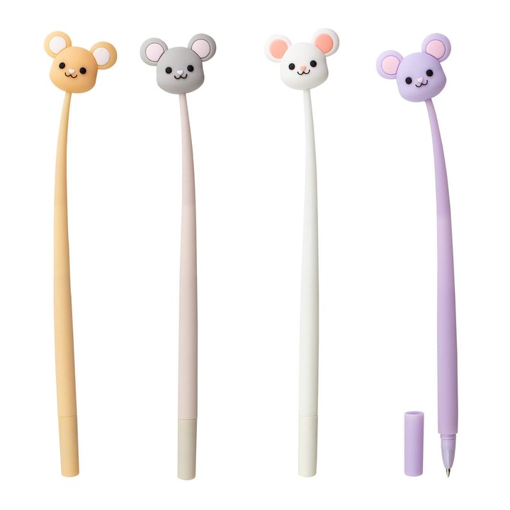 Set 3 pixuri din silicon cu gel Strigo Mouse, mina 0.7mm albastra