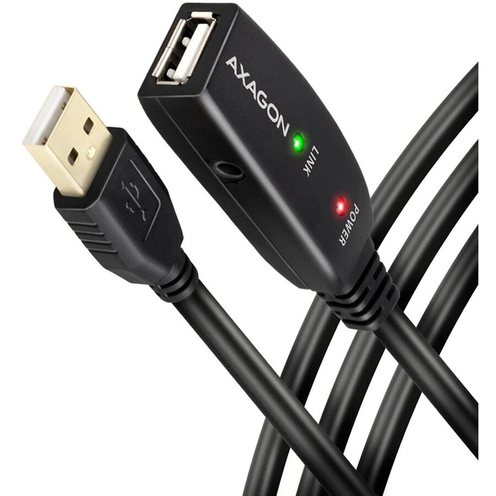 Cablu AXAGON ADR-215, prelungitor 15m, activ, USB-A tata, USB-A mama, negru