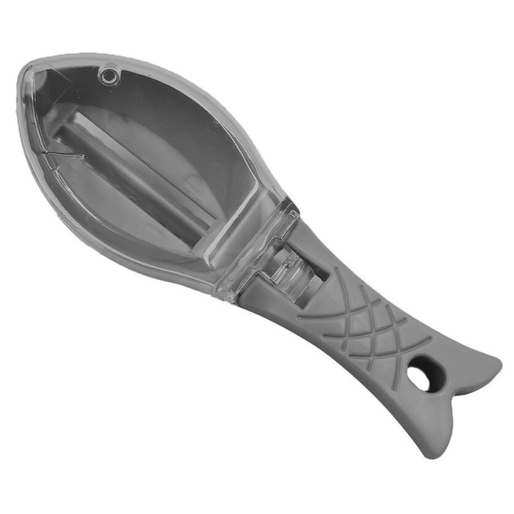 Dispozitiv de Curatat Solzi de Peste Zenino - Recipient cu Capac, Indepartarea Rapida a Solzilor, Curatare Usoara, Gri