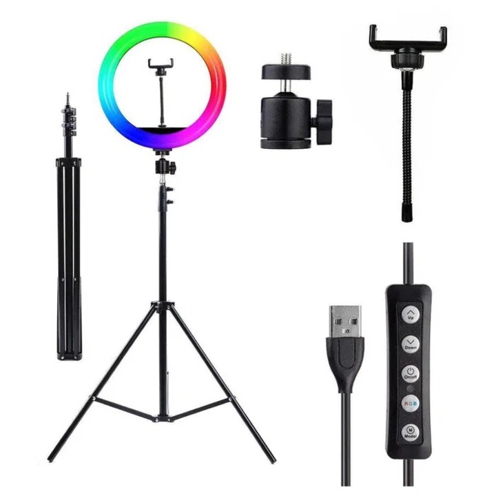 Gyűrűs lámpa Digital One SP00787, MJ33, eredeti, 12 hüvelykes, 31 cm háromlábú állvánnyal 210 cm-ig, beépített távoli szelfi Tik Tok gyűrűs kitöltő lámpa