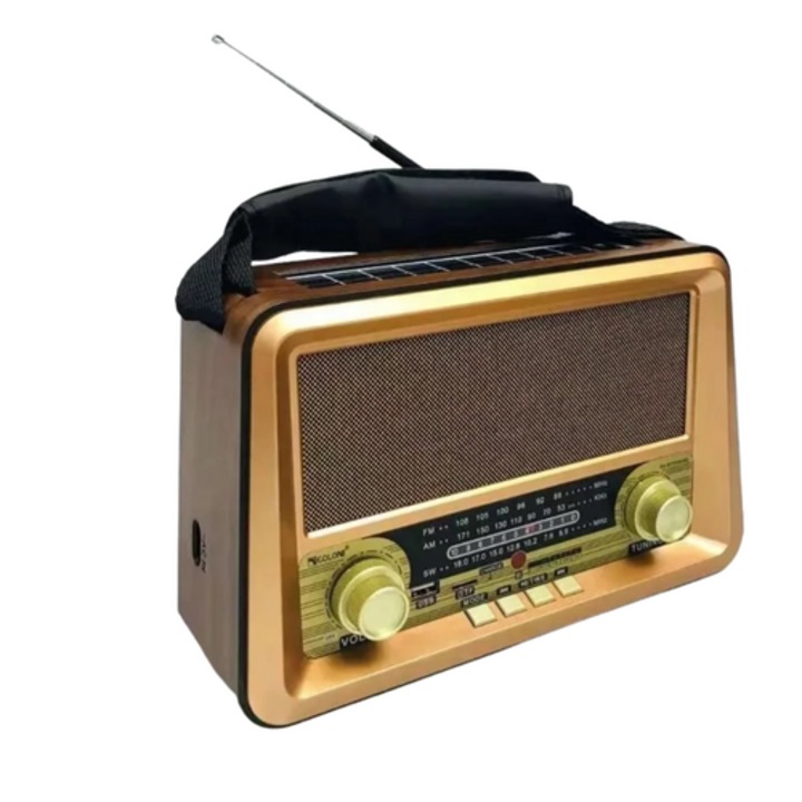 Klasszikus kinézetű hifi bluetooth napelemes retro beach rádió, hangszóró + Mp3