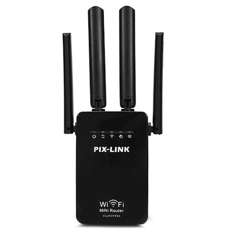 Amplificator de Semnal Wireless, Range Extender Retea WIFI, Retea 2,4GHz, Viteza 300Mbs, 4 Antene, Slot LAN, Compatibil cu 3G / 4G / 5G, Raza de actiune pana la 300M, Negru