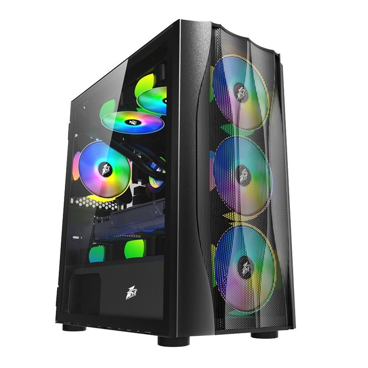 Кутия 1STPLAYER Gaming X3-M, RGB, Mid-Tower, без захранване, черен цвят