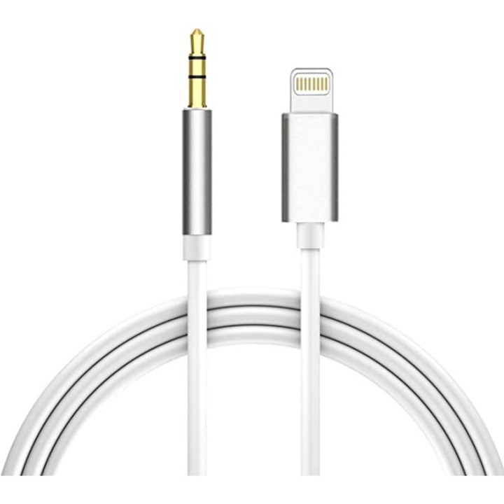 OEM Audio adapter kábel telefonhoz, 3,5 mm Jack / Apple csatlakozó, 1 méter hosszú, fehér