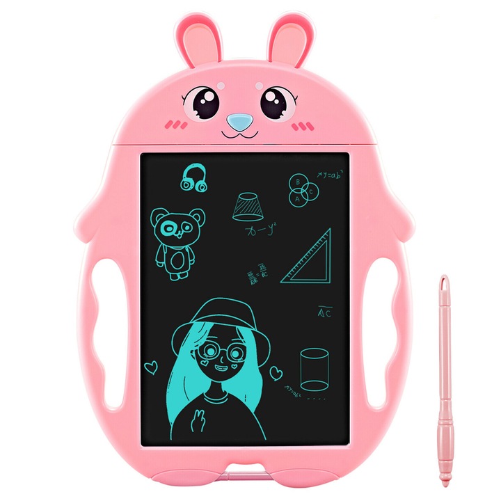 Tableta copii LCD Iepuras cu buton de stergere, 23cm, Roz, WP6011-A RCO