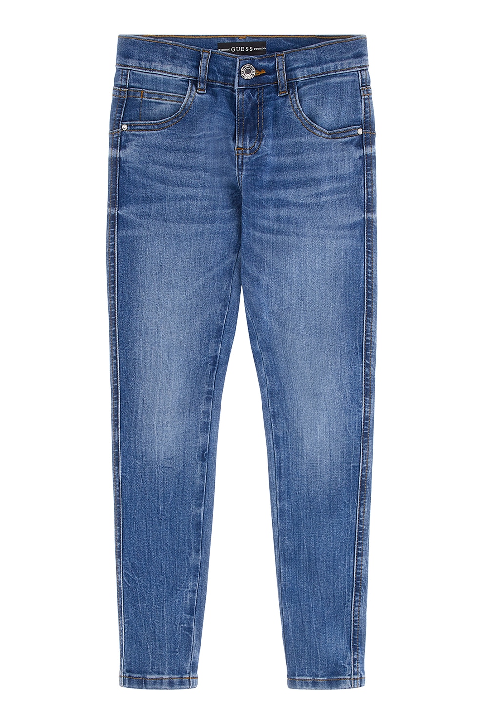 GUESS KIDS, Blugi skinny cu talie joasa, Albastru pastel, 152-158 CM