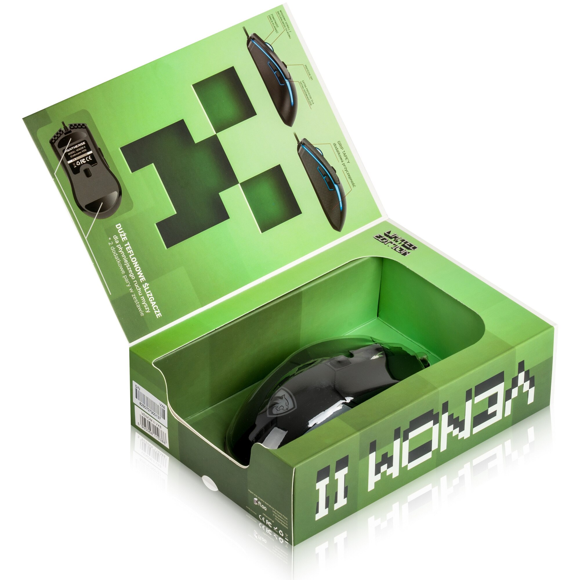 Mouse de gaming pentru gameri, PANTHERISE VENOM II, Minecraft Limited ...