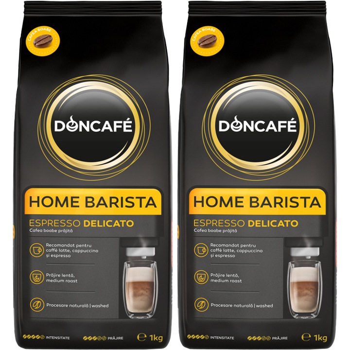 Pachet 2x Cafea Boabe Doncafe Home Barista Espresso Delicato 1kg