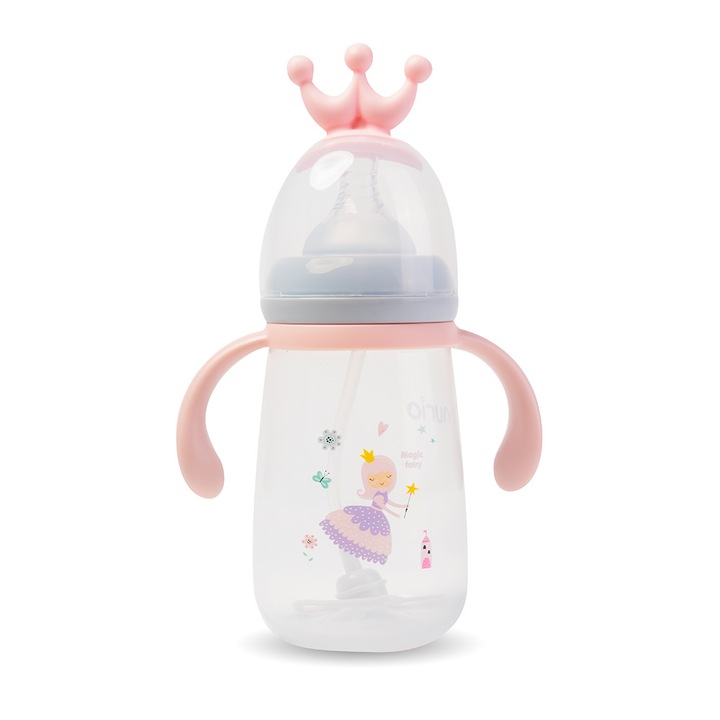 Biberon cu Dizpozitiv Anticolici Roz - 300 ml Nurio