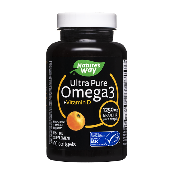 Хранителна добавка Nature’s Way, Ultra Pure Omega3 + Vitamin D3, Ultra