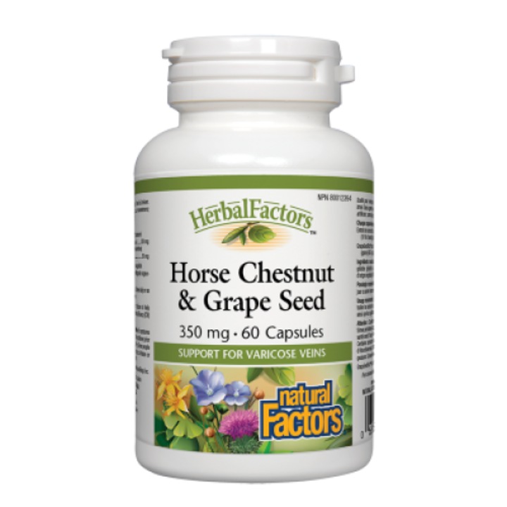 Supliment alimentar, Natural Factors, Castan de Cal & Seminte de struguri, 60 capsule