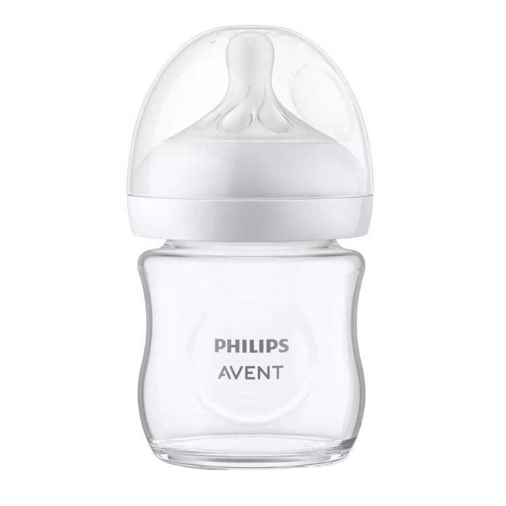Бебешко шише със силиконов биберон 125 мл Philips Natural Response SCY90002, Прозрачно 0-3 месеца