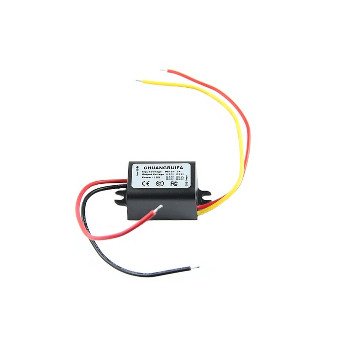Modul de coborare Step-down DC-DC, IN 12V - OUT 5V3A, Impermeabil
