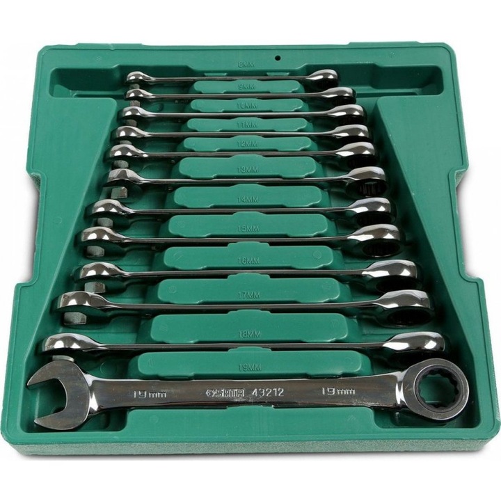 Комплект комбинирани гаечни ключове 8-19 мм, 12 части, Sata 09040-02