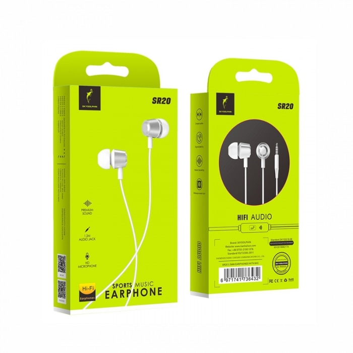 Casti cu microfon, SkyDolphin, SR20, Alb