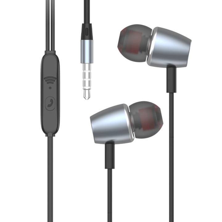 Casti cu microfon, SkyDolphin, SR24, Gri