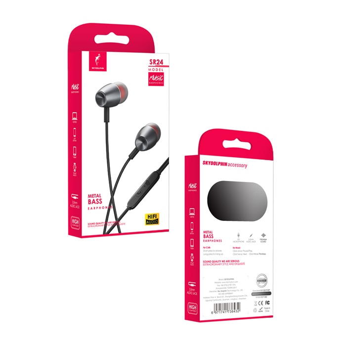 Casti cu microfon, SkyDolphin, SR24, Gri