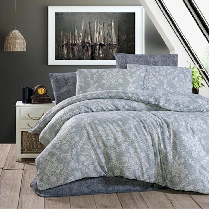 Lenjerie de pat Bumbac, 4 piese, pentru pat dublu, multicolor, Ralex Pucioasa, 240x260cm, LDP-BBC-10077