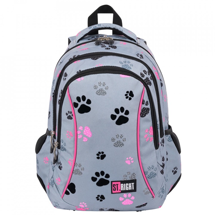 ST-Majewski St.Right Paws BP26 hátizsák, óvodásoknak és iskolásoknak, Ergonomikus, Vízálló, Fényvisszaverő elemek, 39x27x17cm