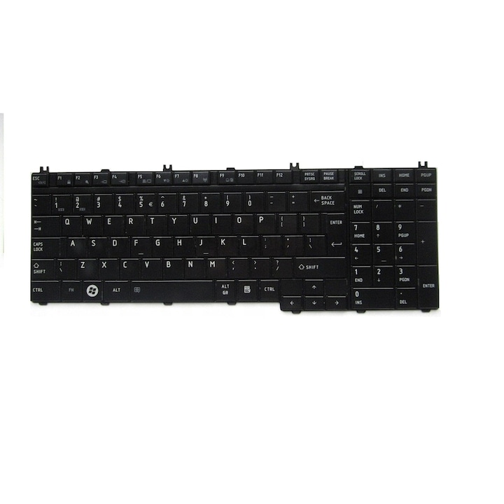 Prémium laptop billentyűzet Toshiba A500 A505 L350 L500 P300 P500 L355 L350D L355D Tecra A11 S11, UK elrendezés, numerikus billentyűzet, fekete
