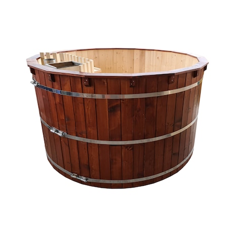Ciubar cu apa fierbinte HotTub si soba submersibila, piscina, spa rustic, Ø =2 m, 6-8 pers
