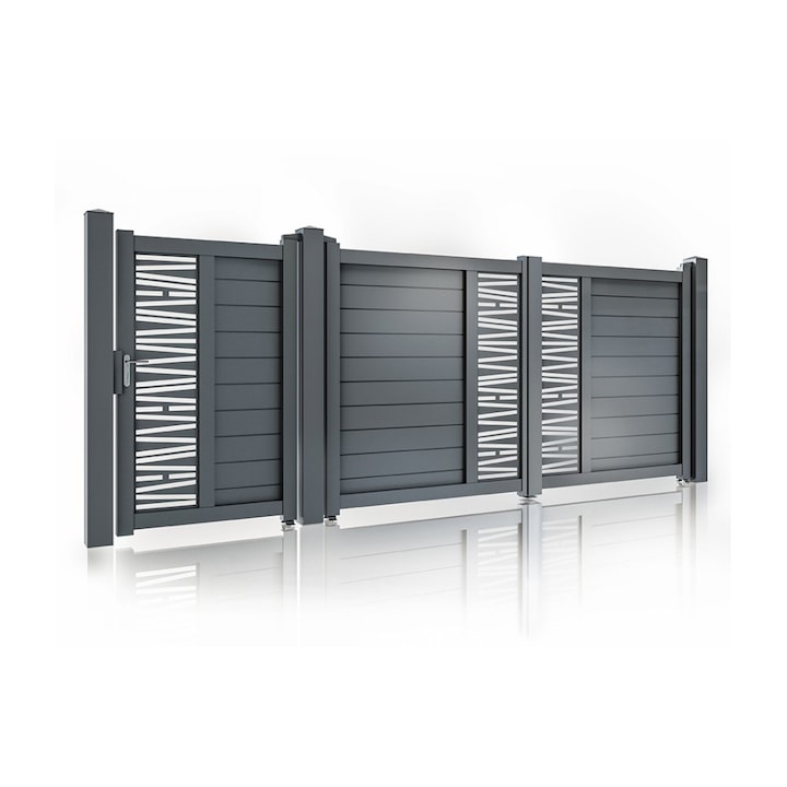 Porti metalice din aluminiu, prefabricate, Virtuoso, model Poseidon, 3500 x 1800 mm + 900 x 1800 mm