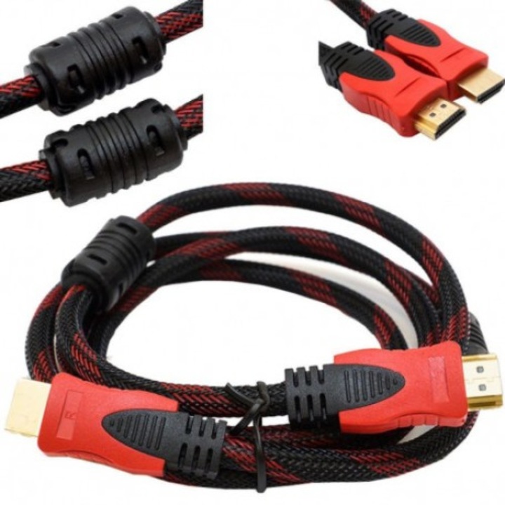 Cablu audio si video, conectori HDMI tata la HDMI tata, textil ranforsat, 30m lungime, Negru