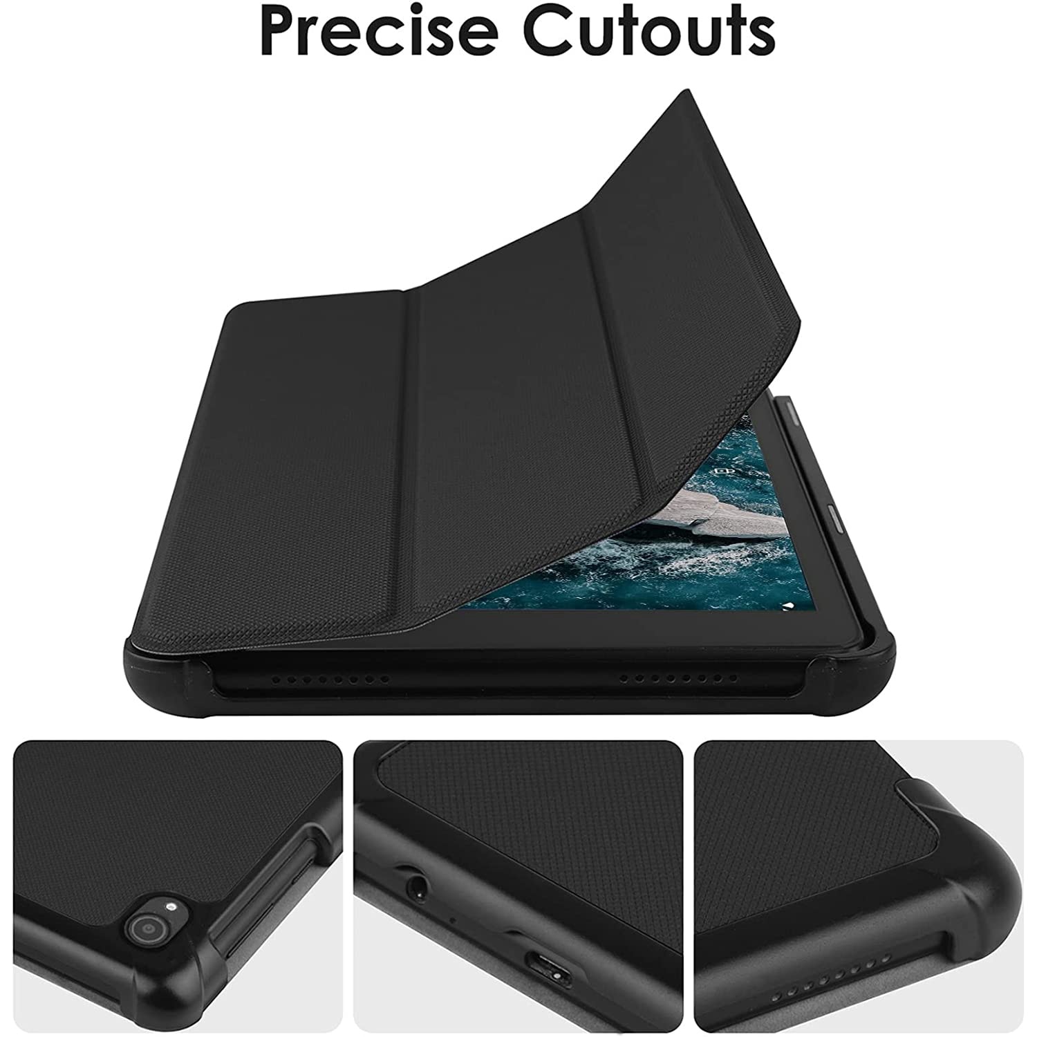 Husa Slim Sigloo, Smart Cover, Trifold, pentru tableta Nokia T21 2022, 10,4inch, model Simple Black