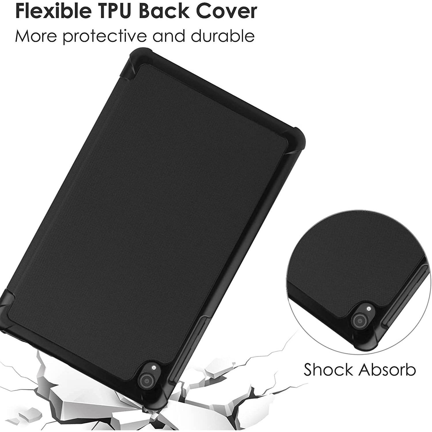 Husa Slim Sigloo, Smart Cover, Trifold, pentru tableta Nokia T21 2022, 10,4inch, model Simple Black