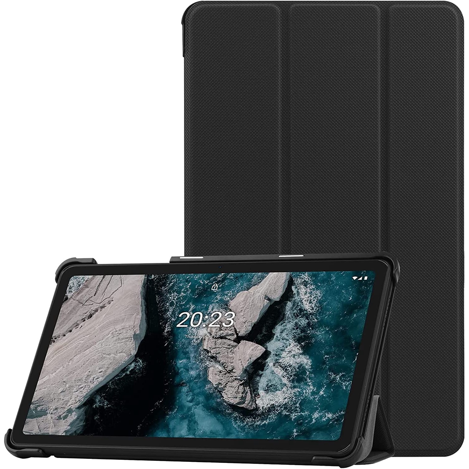 Husa Slim Sigloo, Smart Cover, Trifold, pentru tableta Nokia T21 2022, 10,4inch, model Simple Black