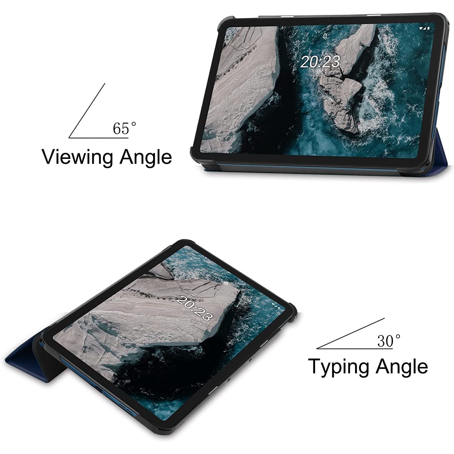 Husa Slim Sigloo, Smart Cover, Trifold, pentru tableta Nokia T20, 10,4inch, model Dark Blue