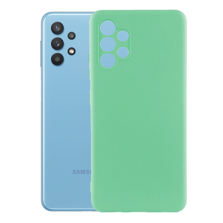 Протектор, кадифена вътрешност, съвместим със Samsung Galaxy A32 5G / M32 5G, FONIX BloomShield, силикон, повдигнати ръбове, тънък, светло зелен