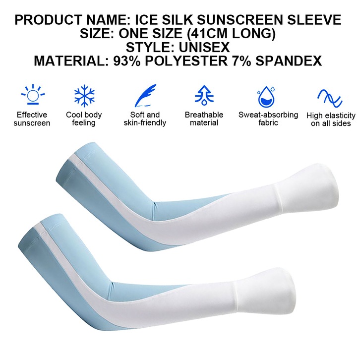 Maneci de protectie solara, Unisex, Albastru