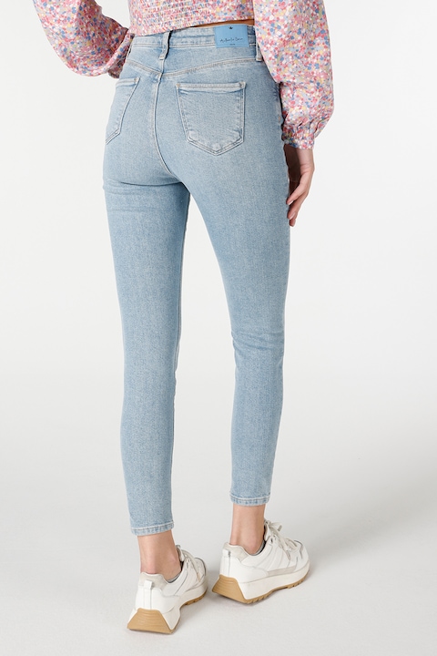 COLIN'S, Blugi crop cu talie inalta si aspect decolorat, Albastru deschis, W30-L28