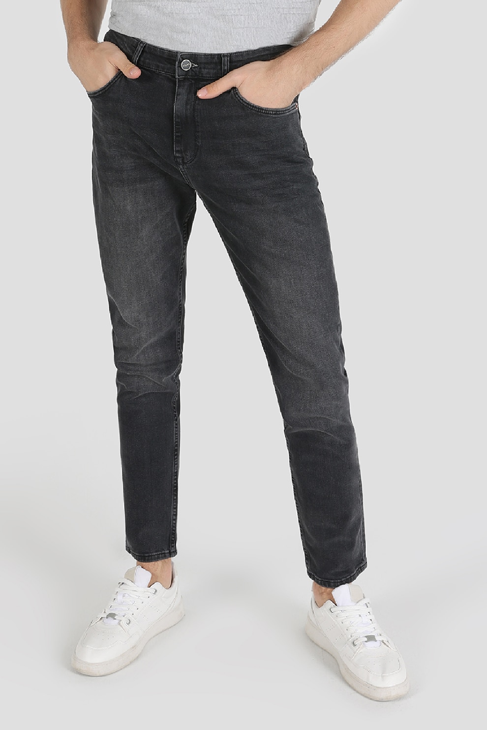 COLIN'S, Blugi uni cu talie medie, Negru stins, W30-L32
