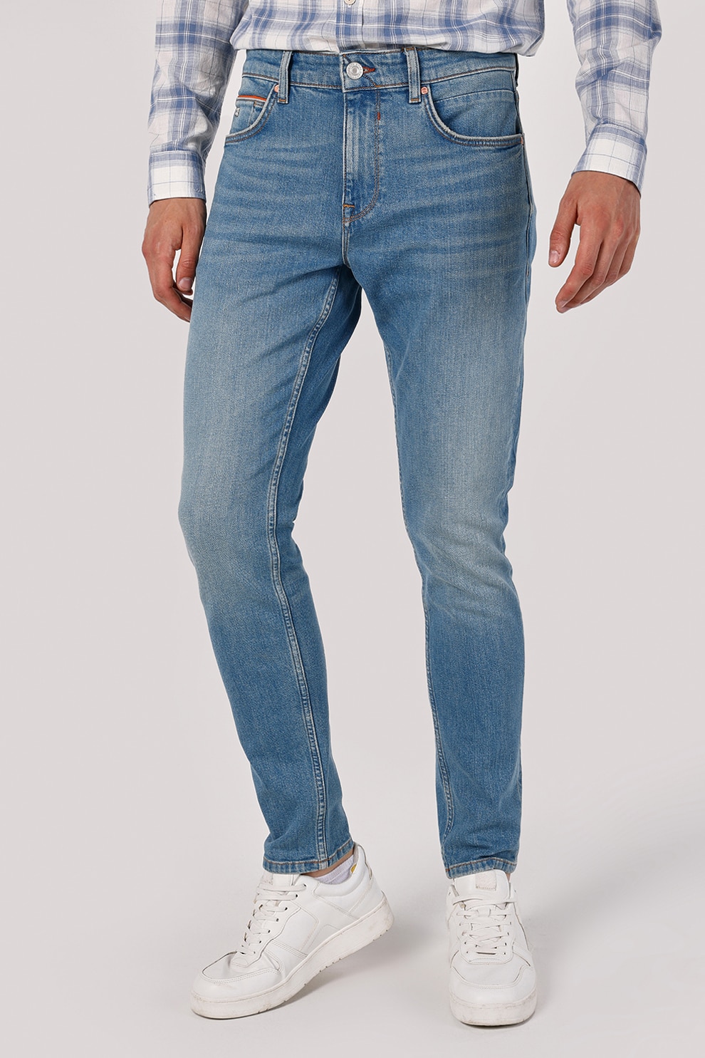 COLIN'S, Blugi cu talie medie si aspect decolorat, Albastru, W28-L32