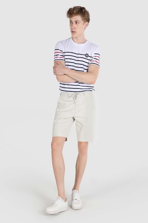 COLIN'S, Pantaloni scurti chino cu snur in talie, Alb murdar, XL