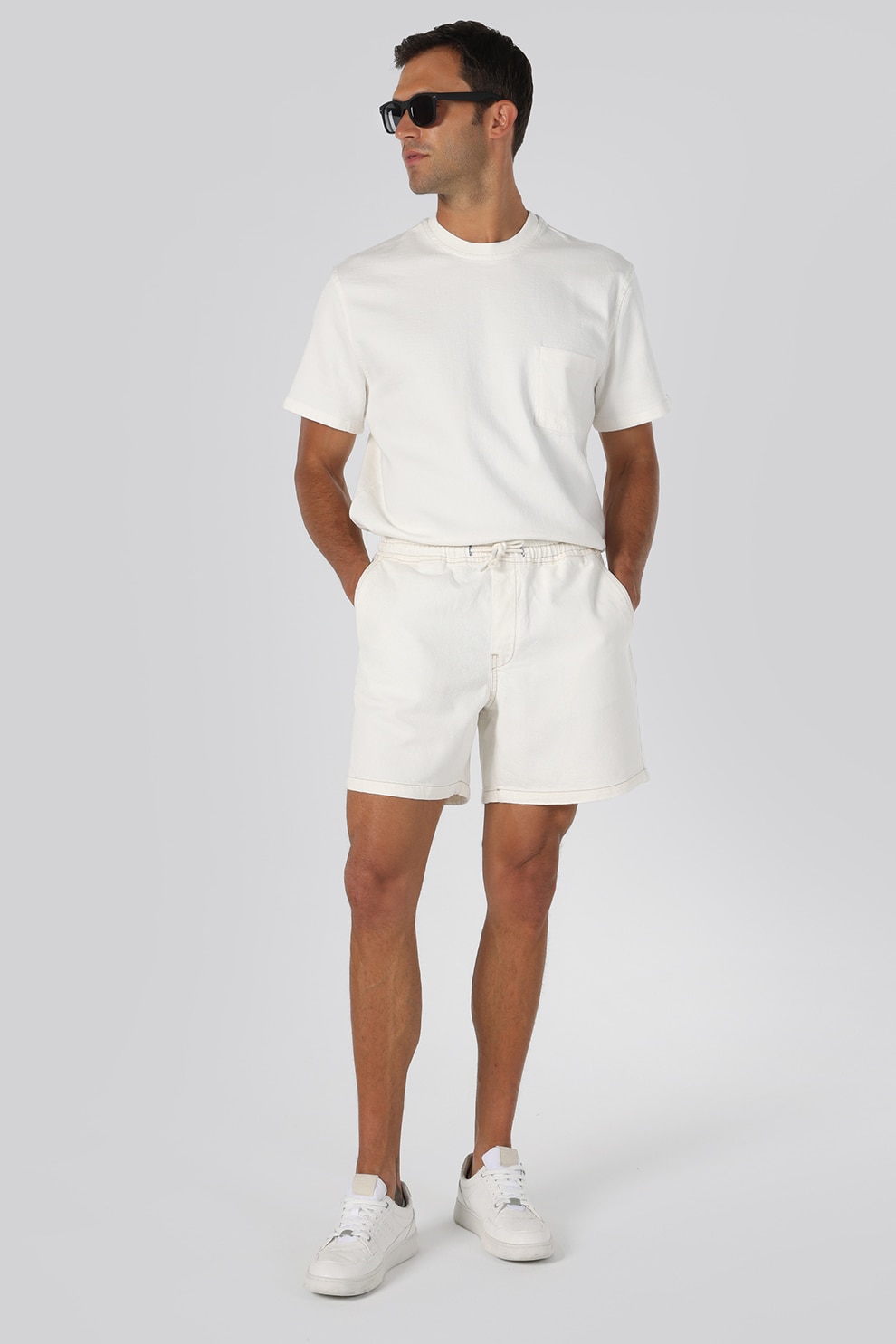 COLIN'S, Bermude cu snur, Alb murdar, XL