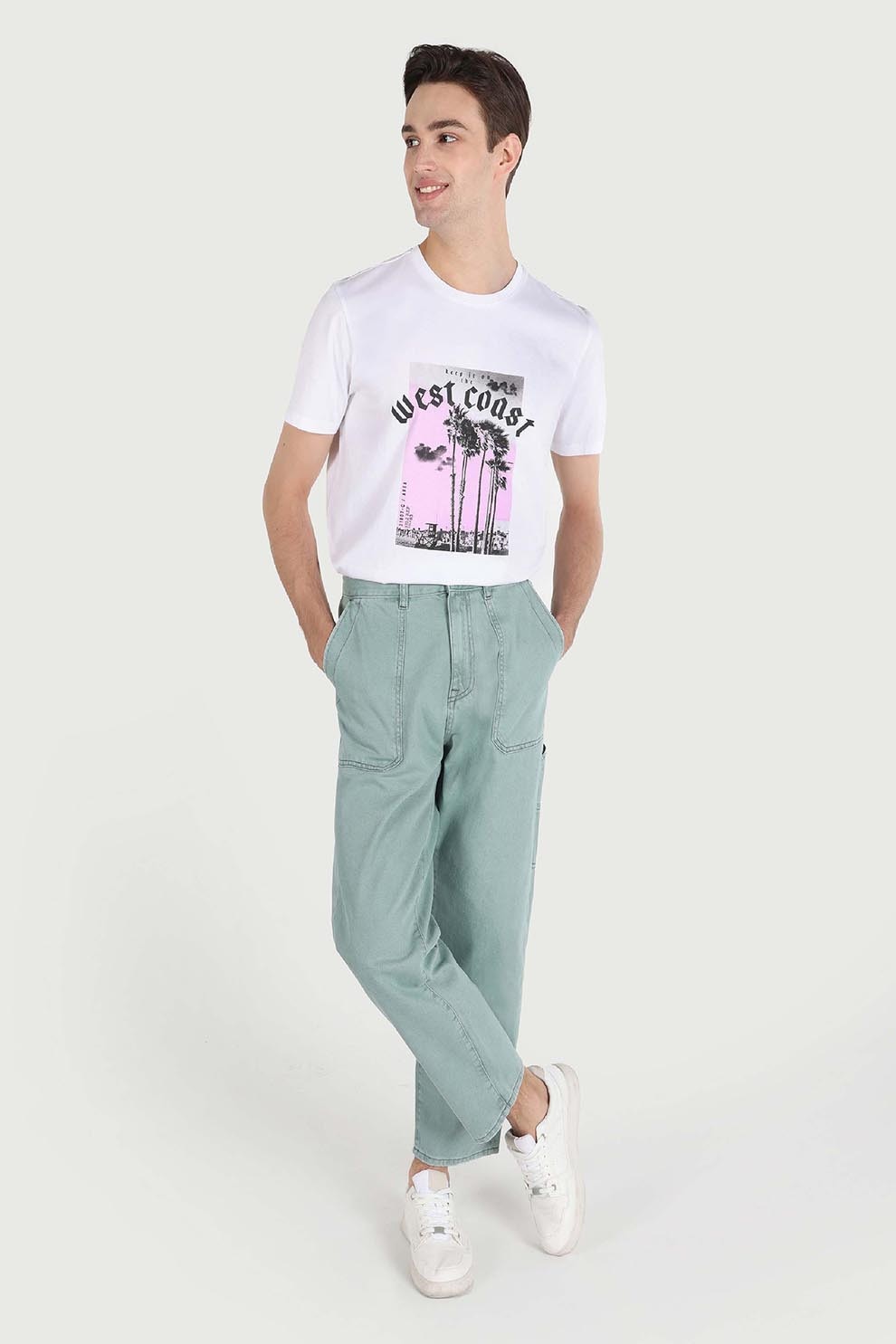 COLIN'S, Blugi drepti cu buzunare, Verde pal, W32-L30