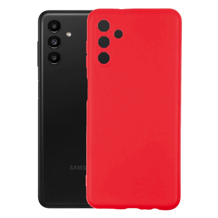 Védőtok, bársony belső, Samsung Galaxy A13 5G / A04s kompatibilis, FONIX BloomShield, szilikon, emelt élek, vékony, piros