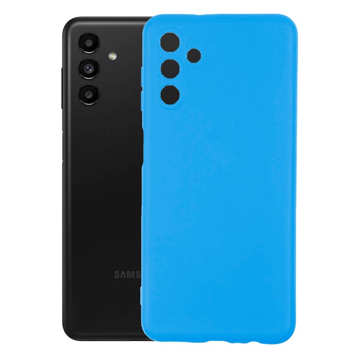 Védőburkolat, bársony belső, Samsung Galaxy A13 5G / A04s kompatibilis, FONIX BloomShield, szilikon, emelt élek, vékony, kék