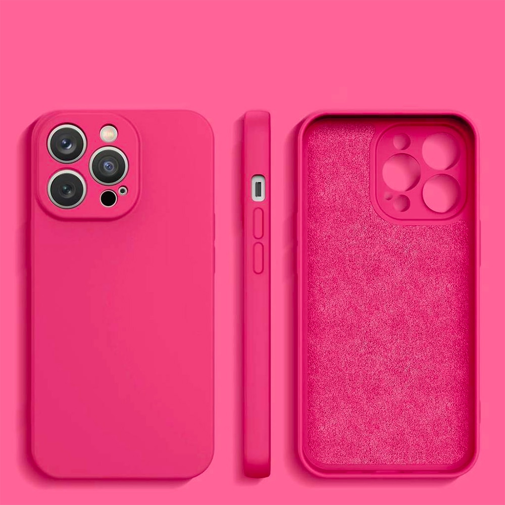Husa Silicon Jelly G-Tech Liquid, Compatibil cu Apple iPhone 14 Pro Max, Protectie la Camera, din silicon, Microfibra in Interior, Fucsia