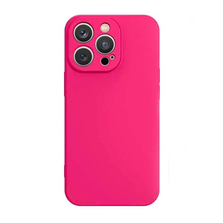 Husa Silicon Jelly G-Tech Liquid, Compatibil cu Apple iPhone 14 Pro Max, Protectie la Camera, din silicon, Microfibra in Interior, Fucsia