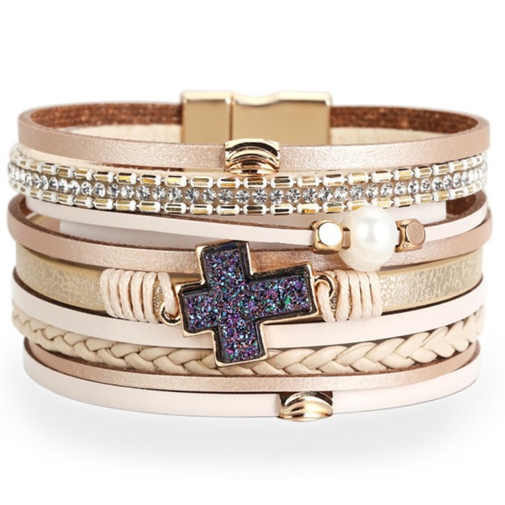 Keresztes karkötő, Izmael, világosbarna