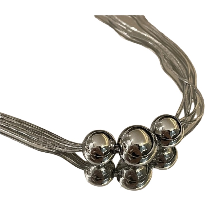 Női nyaklánc, Izmael, Rozsdamentes acél, 36 cm, Ezüst