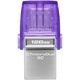 Kingston DataTraveler microDuo USB memória, 128 GB, 3C, 200 MB/s, kettős USB-A + USB-C