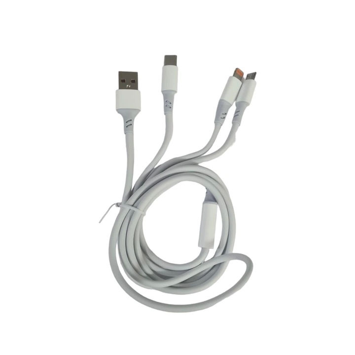 Кабел за данни и зареждане, Microusb, type-c, lightning, Съвместим с Android и Apple, 5A, 1м, 078001