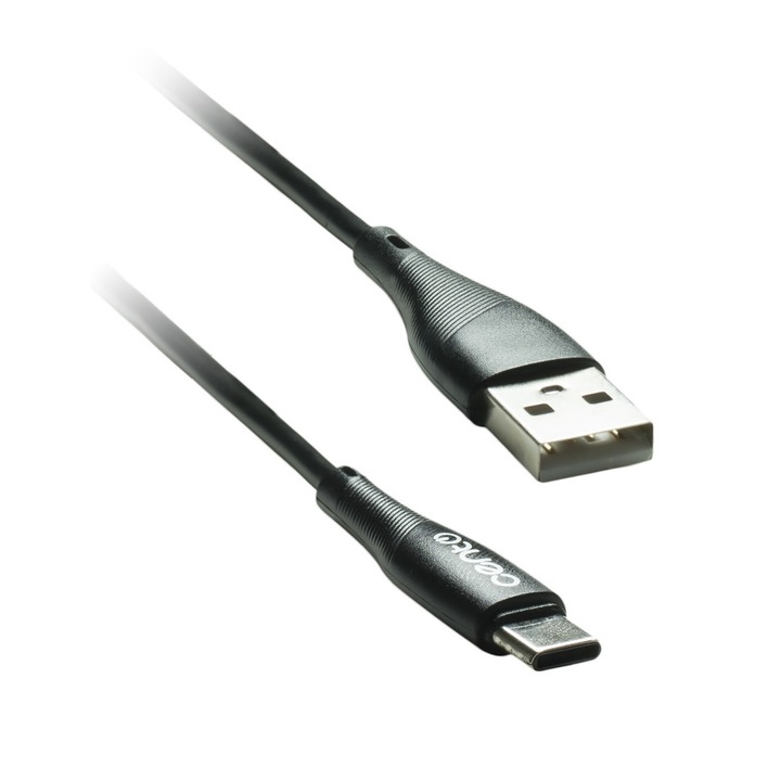 Cablu de Date si Incarcare Rapida Cento C100 Negru Tip-C si USB 1m, 3A