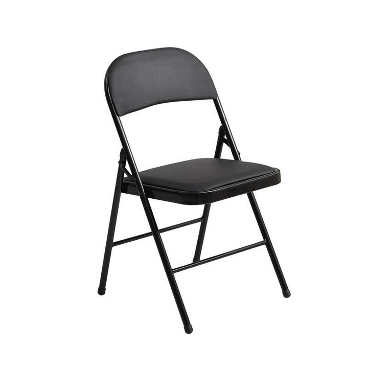 Стол, дебела седалка, Сгъваем, тапициран с PVC, Z29, Черен, 98x46x47 см, GRUNBERG