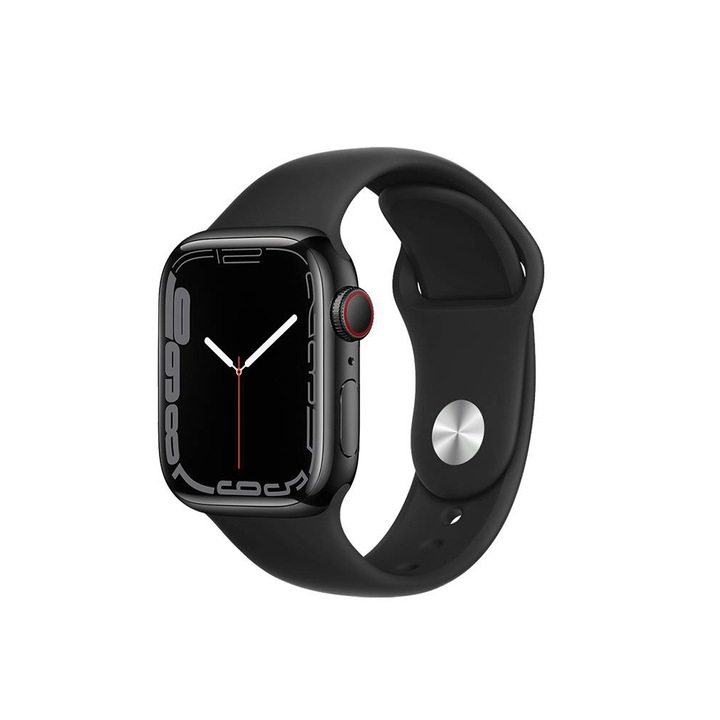 Гривна, съвместима с Apple Watch 1/2/3/4/5/6/7/8/SE series 38/40/41 mm, Smartwatch, Silicon WA01, Черен